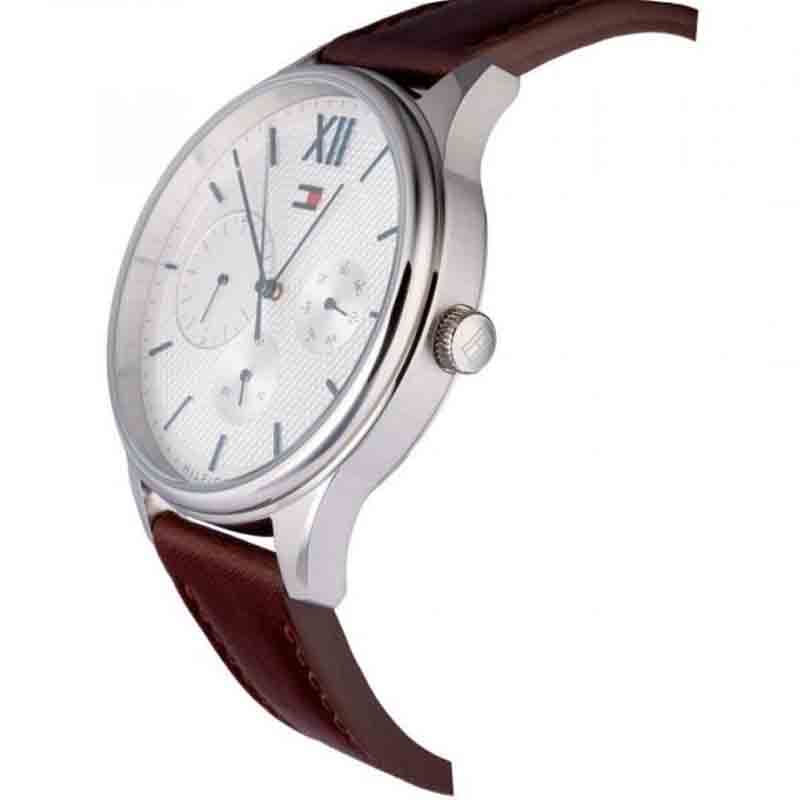 Tommy Hilfiger 1791418 Damon Quartz White Dial Brown Leather Strap Watch for Men Tommy Hilfiger