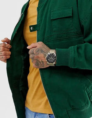 Hugo Boss 1513703 Ocean Edition Black Dial Gold Mesh Bracelet Watch for Men Hugo Boss