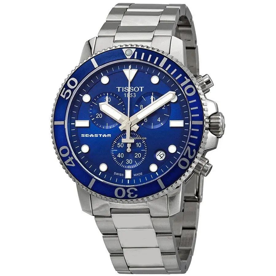 Tissot SeastarT120.417.11.041.00 Chronograph Blue Dial Silver Steel Strap Watch For Men - T120.417.11.041.00 Tissot