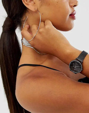 Hugo Boss 1502521 Infinity Black Dial Black Mesh Bracelet Watch for Women Hugo Boss