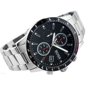 Hugo Boss 1513509 Rafale Chronograph Black Dial Silver Steel Strap Watch for Men Hugo Boss