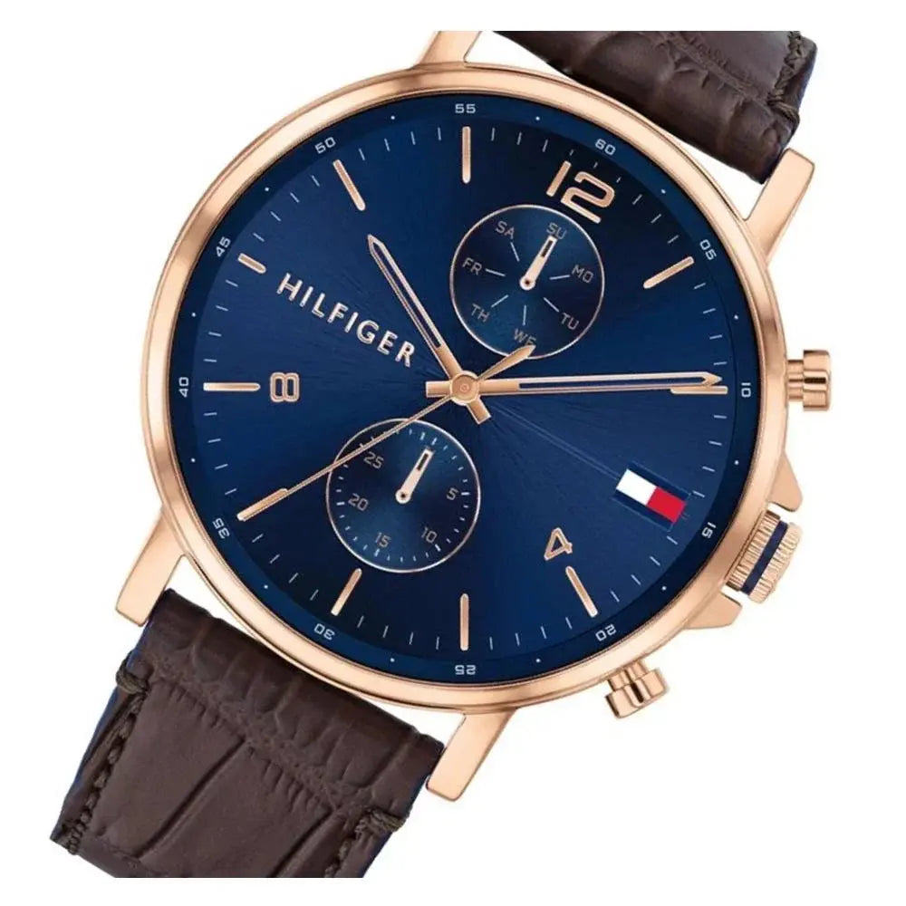 Tommy Hilfiger 1710418 Daniel Blue Dial Brown Leather Strap Watch for Men Tommy Hilfiger