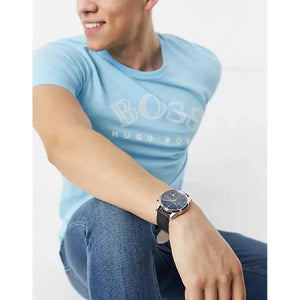 Hugo Boss 1513783 Skymaster Chronograph Blue Dial Black Leather Strap Watch for Men Hugo Boss