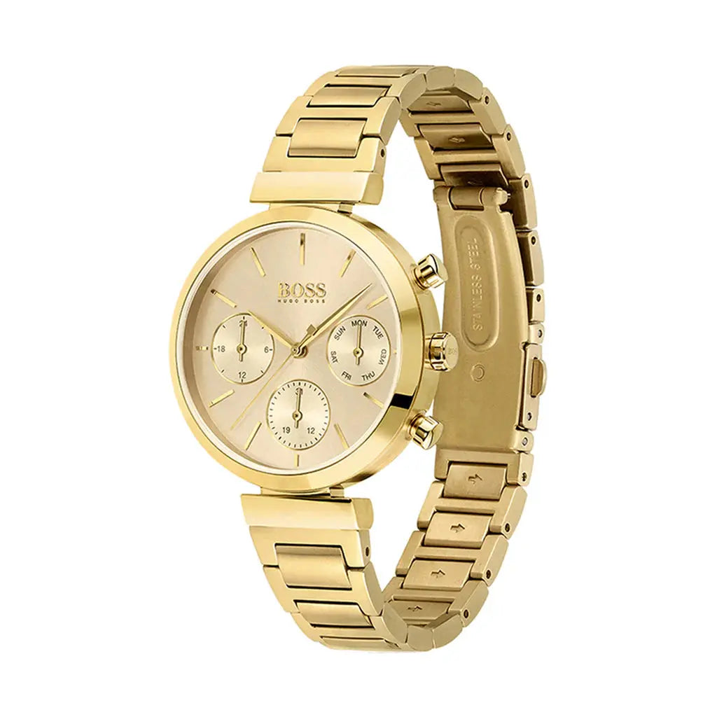 Hugo Boss 1502532 Flawless Gold Dial Gold Steel Strap Watch for Women Hugo Boss