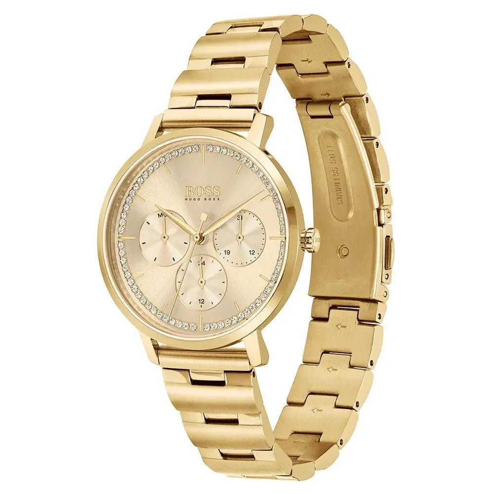 Hugo Boss 1502572 Prima Gold Dial Gold Steel Strap Watch for Women Hugo Boss