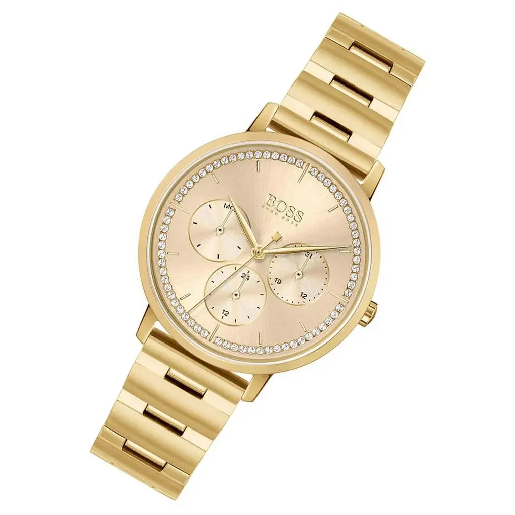 Hugo Boss 1502572 Prima Gold Dial Gold Steel Strap Watch for Women Hugo Boss
