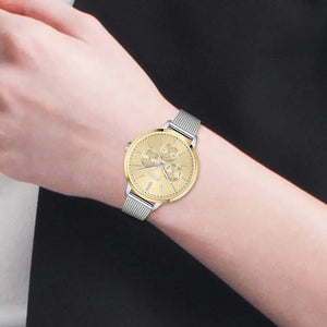 Hugo Boss 1502600 Symphony Gold Dial Silver Mesh Bracelet Watch for Women Hugo Boss