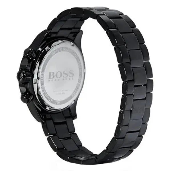 Hugo Boss 1512961 Ikon Chronograph Black Dial Black Steel Strap Watch for Men Hugo Boss
