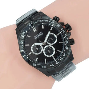 Hugo Boss 1512961 Ikon Chronograph Black Dial Black Steel Strap Watch for Men Hugo Boss