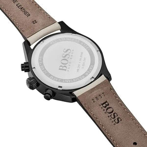 Hugo Boss 1513562 Grand Prix Chronograph Black Dial Grey Leather Strap Watch for Men Hugo Boss