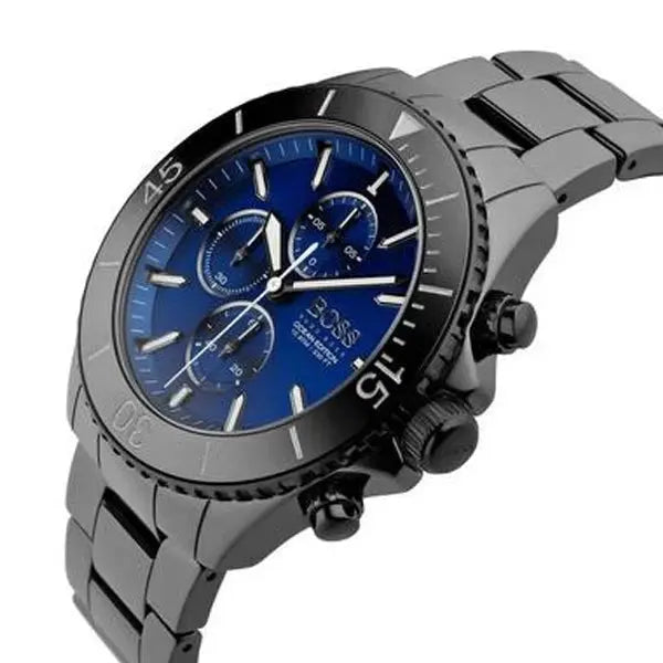 Hugo Boss 1513743 Ocean Edition Navy Blue Dial Black Steel Strap Watch for Men Hugo Boss