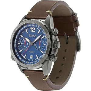Hugo Boss 1513773 Nomad Blue Dial Brown Leather Strap Watch for Men Hugo Boss