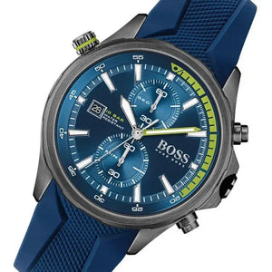 Hugo Boss 1513821 Globetrotter Blue Dial Blue Silicone Strap Watch for Men Hugo Boss