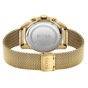 Hugo Boss 1513838 Skymaster Black Dial Gold Mesh Bracelet Watch for Men Hugo Boss
