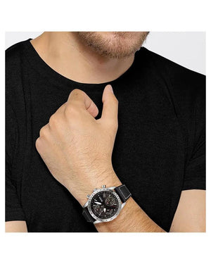 Hugo Boss 1513770 Aero Chronograph Black Dial Black Leather Strap Watch for Men Hugo Boss