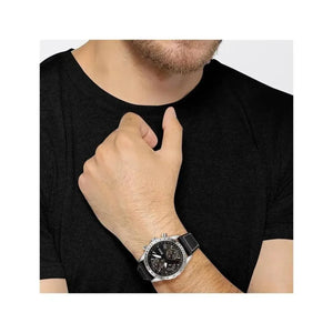 Hugo Boss 1513770 Aero Chronograph Black Dial Black Leather Strap Watch for Men Hugo Boss