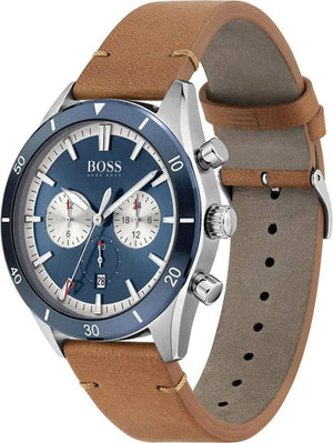 Hugo Boss 1513860 Santiago Blue Dial Brown Leather Strap Watch for Men Hugo Boss
