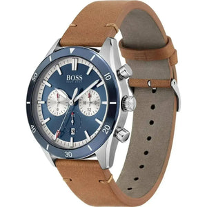 Hugo Boss 1513860 Santiago Blue Dial Brown Leather Strap Watch for Men Hugo Boss