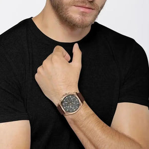 Hugo Boss 1513882 Grandmaster Grey Dial Brown Leather Strap Watch for Men Hugo Boss