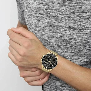Hugo Boss 1513703 Ocean Edition Black Dial Gold Mesh Bracelet Watch for Men Hugo Boss
