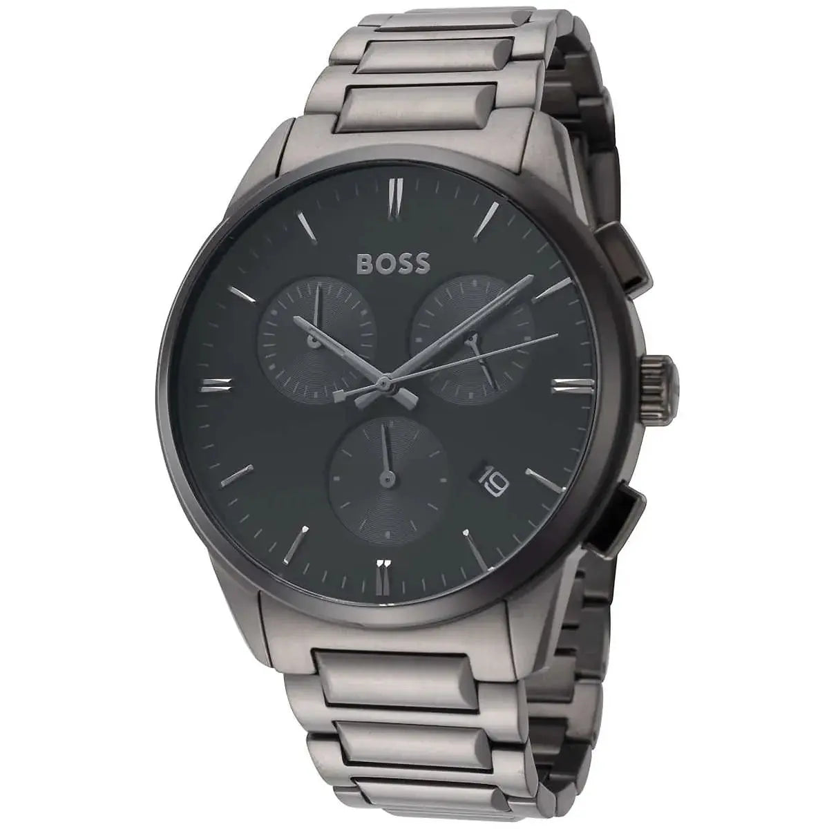 Hugo Boss 1513929 Dapper Chronograph Black Dial Black Steel Strap Watch For Men Hugo Boss