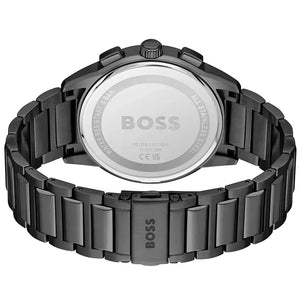 Hugo Boss 1513929 Dapper Chronograph Black Dial Black Steel Strap Watch For Men Hugo Boss