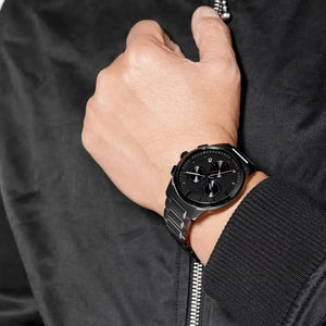 Hugo Boss 1513929 Dapper Chronograph Black Dial Black Steel Strap Watch For Men Hugo Boss