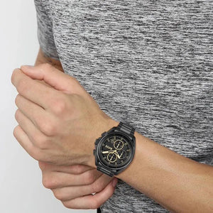 Hugo Boss 1513950 Volane Black Dial Black Steel Strap Watch for Men Hugo Boss