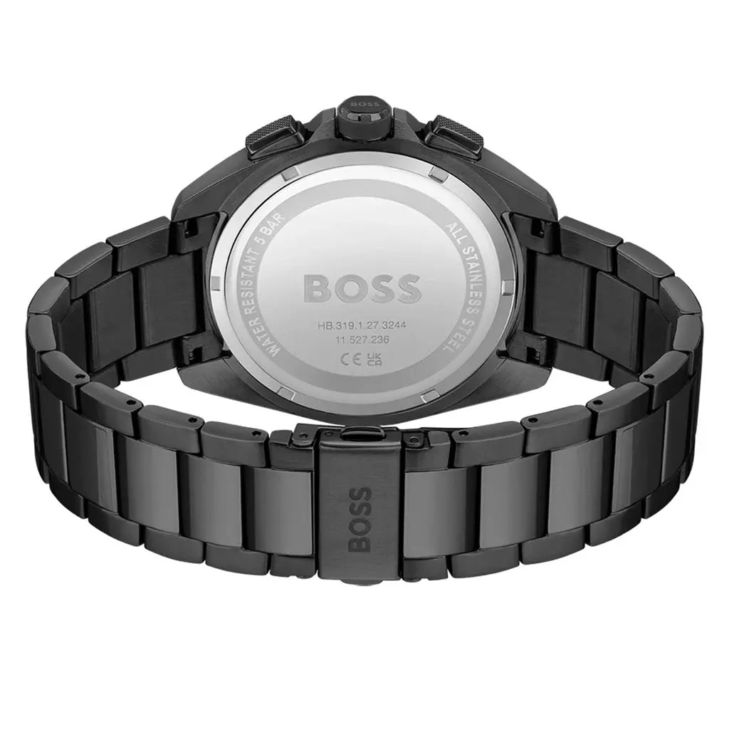 Hugo Boss 1513950 Volane Black Dial Black Steel Strap Watch for Men Hugo Boss