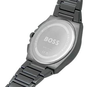 Hugo Boss 1513996 Steer Chronograph Quartz Grey Dial Grey Steel Strap Watch For Men Hugo Boss
