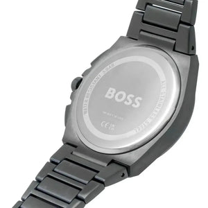 Hugo Boss 1513996 Steer Chronograph Quartz Grey Dial Grey Steel Strap Watch For Men Hugo Boss