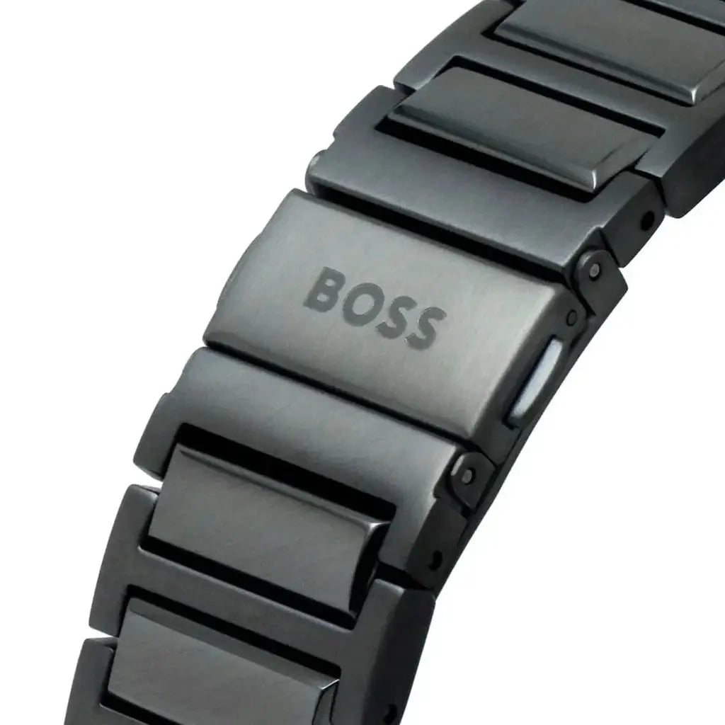 Hugo Boss 1513996 Steer Chronograph Quartz Grey Dial Grey Steel Strap Watch For Men Hugo Boss