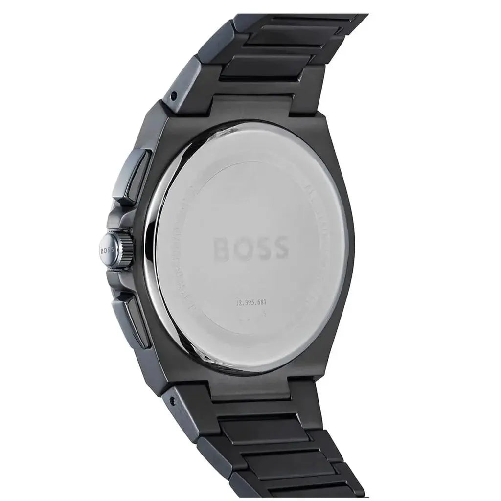 Hugo Boss 1513996 Steer Chronograph Quartz Grey Dial Grey Steel Strap Watch For Men Hugo Boss
