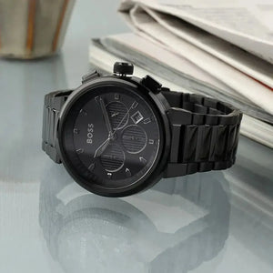 Hugo Boss 1514001 One Chronograph Black Dial Black Steel Strap Watch For Men Hugo Boss