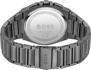 Hugo Boss 1514045 Steer Chronograph Grey Dial Grey Steel Strap Watch For Men Hugo Boss