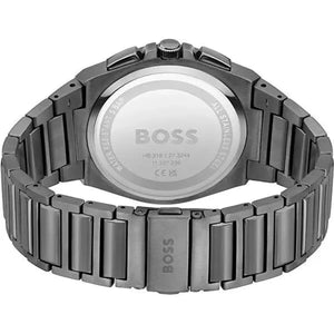 Hugo Boss 1514045 Steer Chronograph Grey Dial Grey Steel Strap Watch For Men Hugo Boss