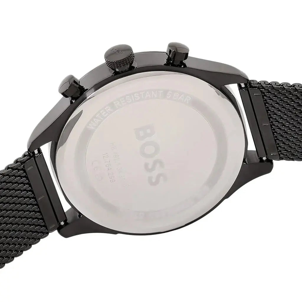 Hugo Boss 1514065 Gregor Chronograph Black Dial Black Mesh Bracelet Watch For Men Hugo Boss