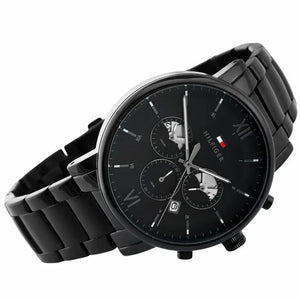 Tommy Hilfiger 1710410 Evan Chronograph Quartz Black Dial Black Steel Strap Watch For Men Tommy Hilfiger