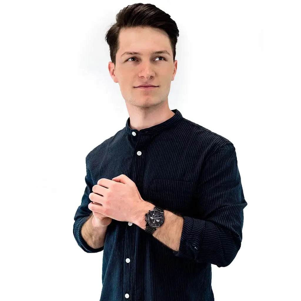 Tommy Hilfiger 1710410 Evan Chronograph Quartz Black Dial Black Steel Strap Watch For Men Tommy Hilfiger