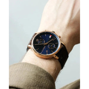 Tommy Hilfiger 1710418 Daniel Blue Dial Brown Leather Strap Watch for Men Tommy Hilfiger