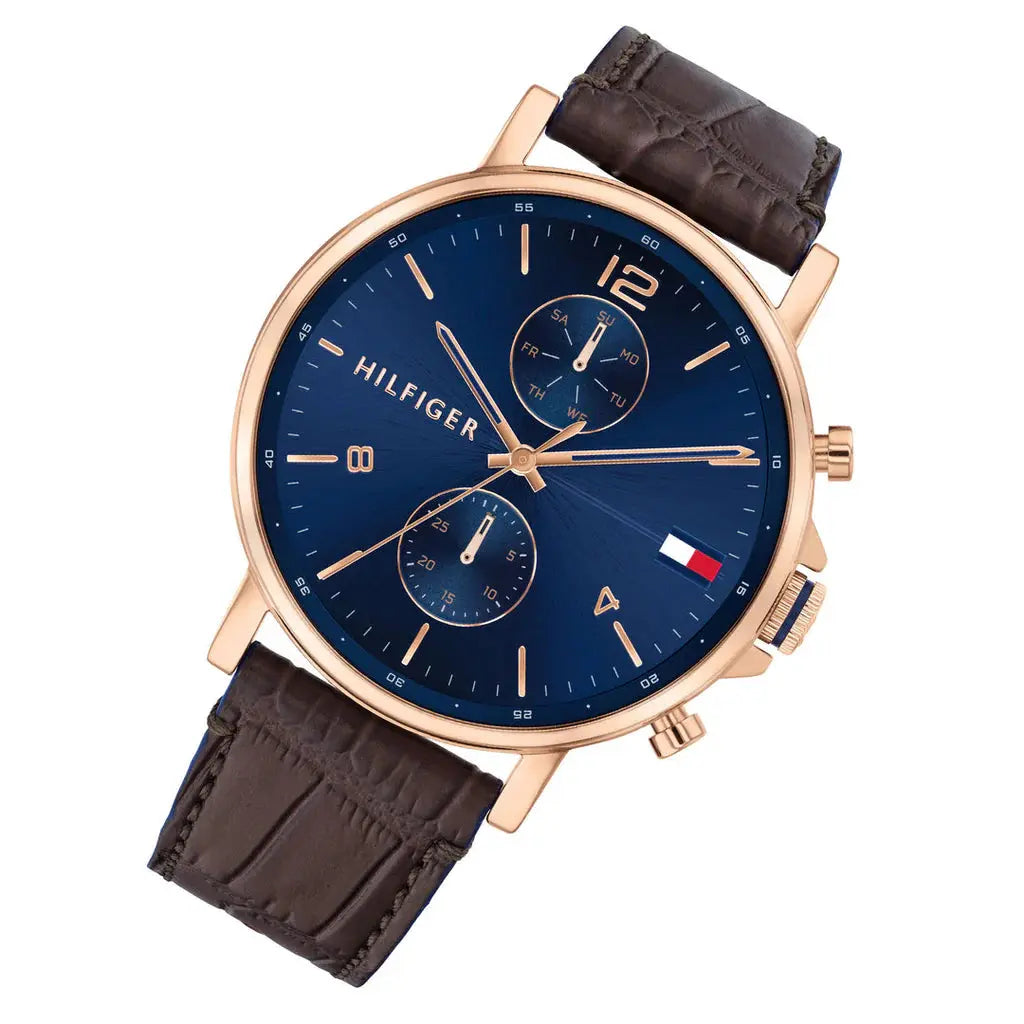 Tommy Hilfiger 1710418 Daniel Blue Dial Brown Leather Strap Watch for Men Tommy Hilfiger