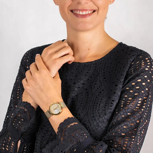 Tommy Hilfiger 1781867 Lynn Quartz Gold Dial Gold Mesh Bracelet Watch For Women Tommy Hilfiger