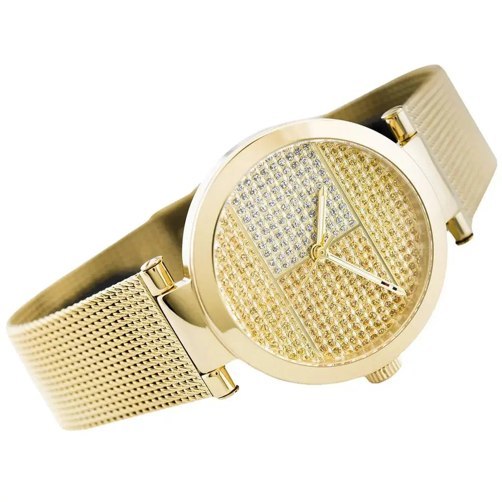 Tommy Hilfiger 1781867 Lynn Quartz Gold Dial Gold Mesh Bracelet Watch For Women Tommy Hilfiger