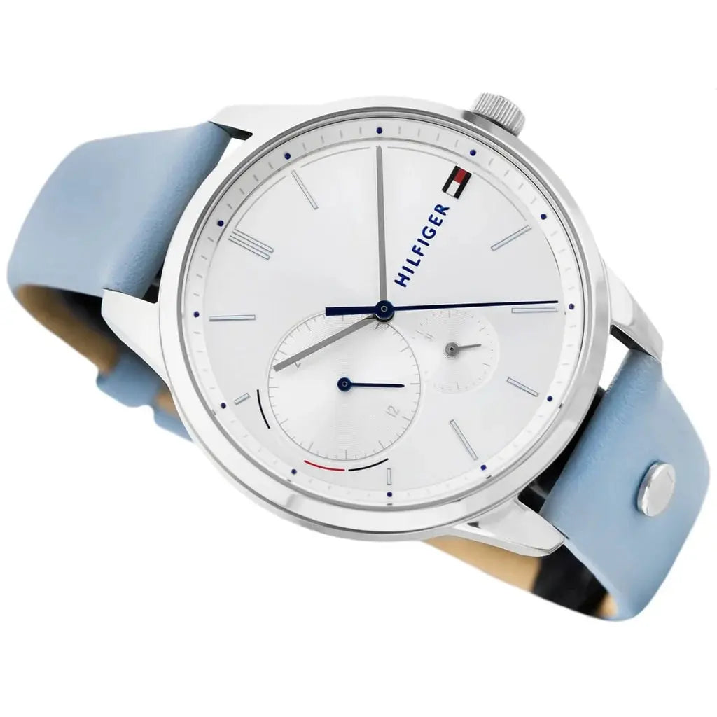 Tommy Hilfiger 1782023 Brooke Silver Dial Blue Leather Strap Watch for Women Tommy Hilfiger