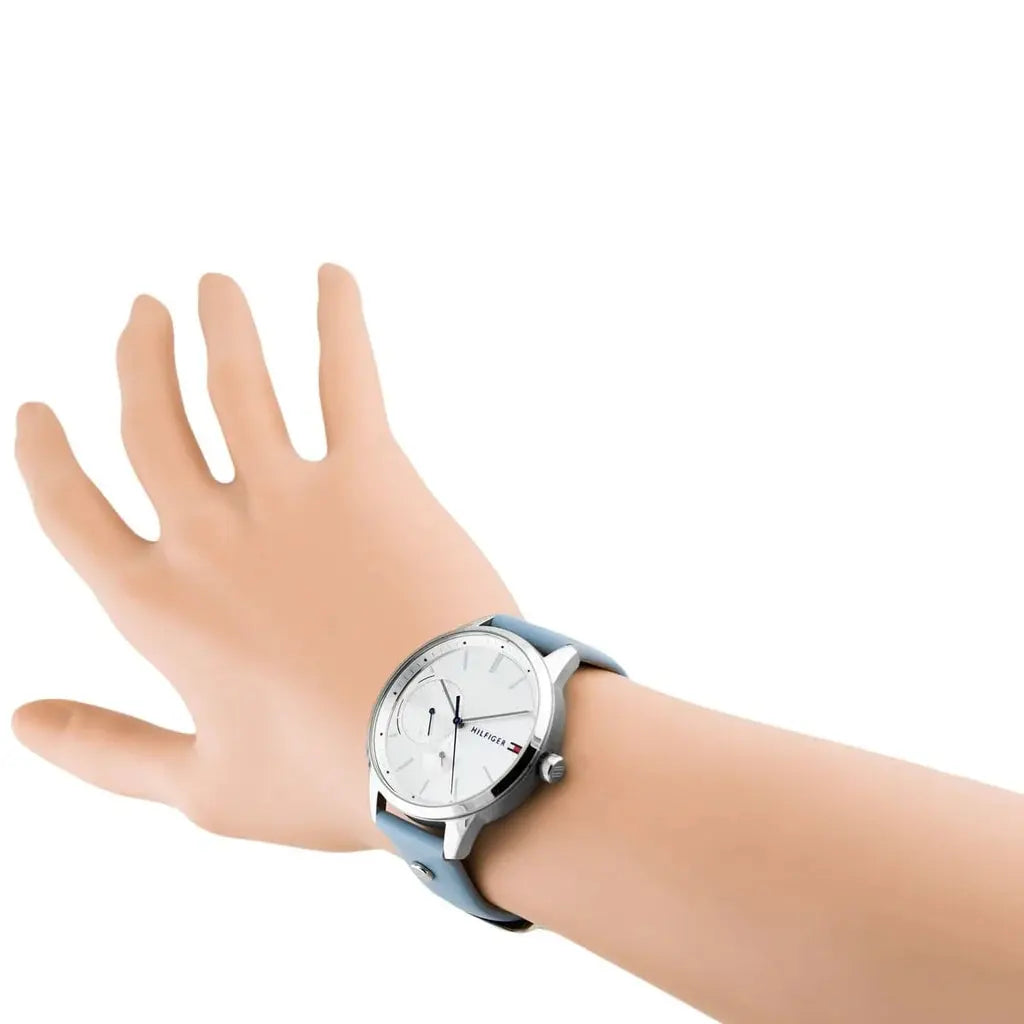 Tommy Hilfiger 1782023 Brooke Silver Dial Blue Leather Strap Watch for Women Tommy Hilfiger