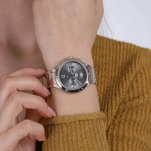 Tommy Hilfiger 1782277 Eve Chronograph Quartz Grey Dial Rose Gold Steel Strap Watch For Women Tommy Hilfiger