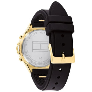 Tommy Hilfiger 1782282 Eve Chronograph Quartz Black Dial Black Silicone Strap Watch For Women Tommy Hilfiger