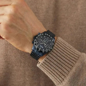 Hugo Boss 1513180 Chronograph Black Dial Black Steel Strap Watch for Men Hugo Boss