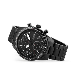 Hugo Boss 1513854 Pilot Edition Chronograph Black Dial Black Steel Strap Watch for Men Hugo Boss