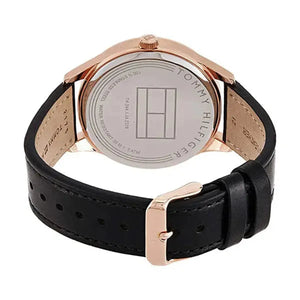 Tommy Hilfiger 1791419 Damon Quartz Black Dial Black Leather Strap Watch for Men Tommy Hilfiger